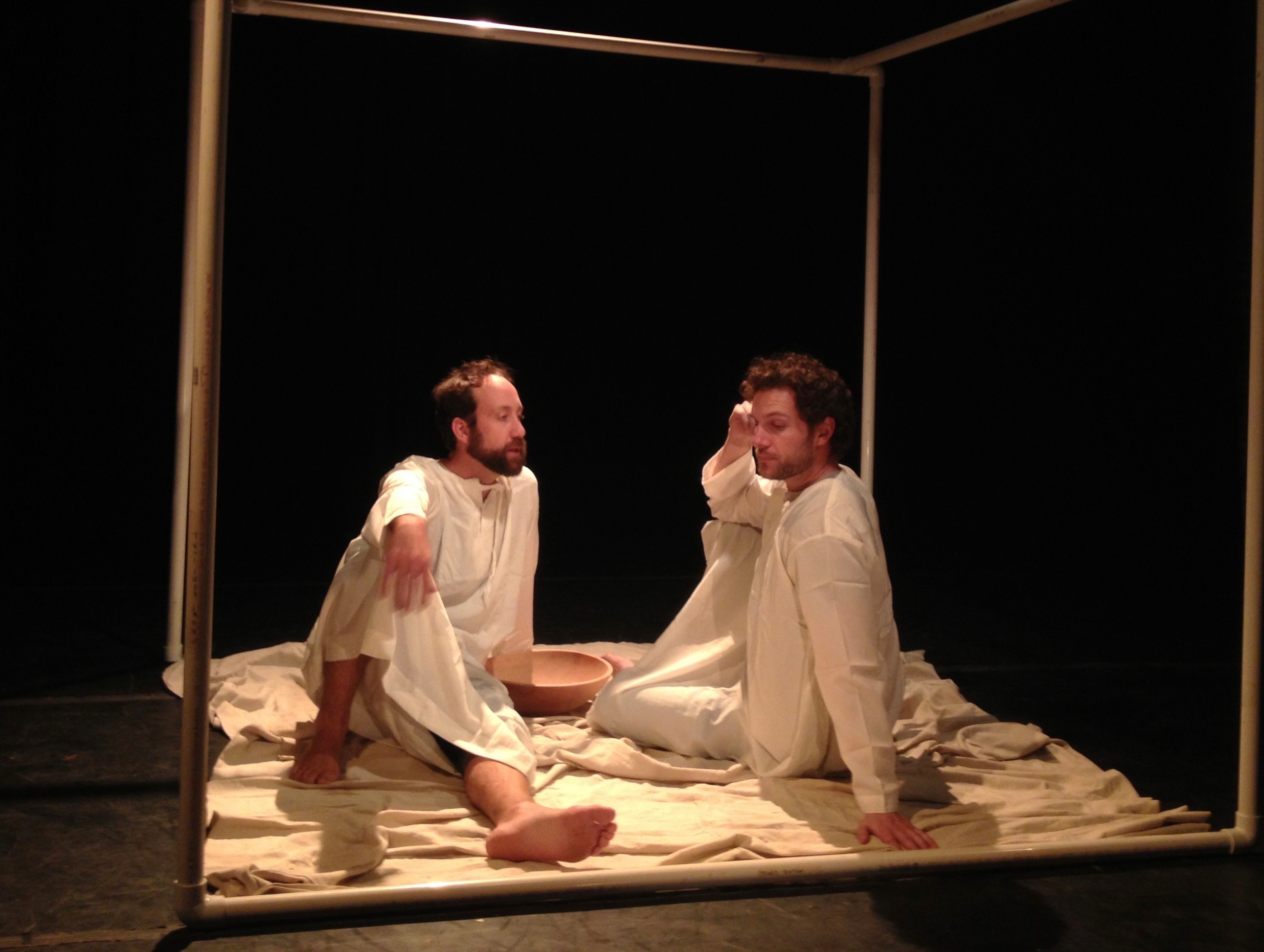 The Moly Spirit Jesus discloses a dark secret to his disciple Peter. Production Tiny Theatre Festival at The Brick Brooklyn, New York - 2013