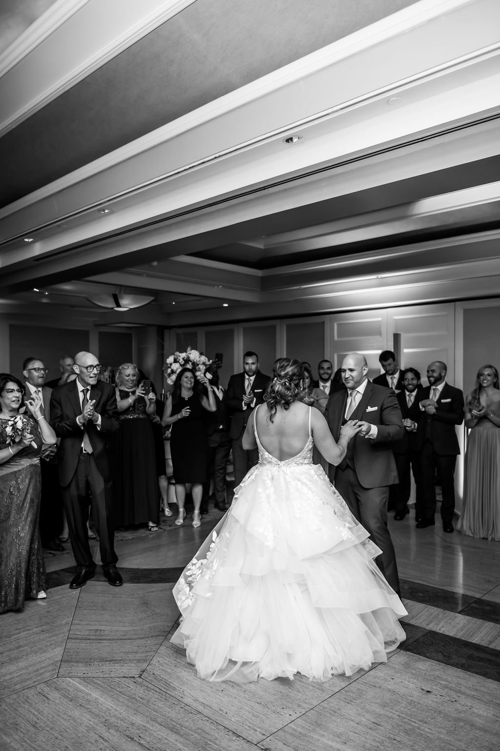 Bride and groom first dance at Glen Island Harbour Club