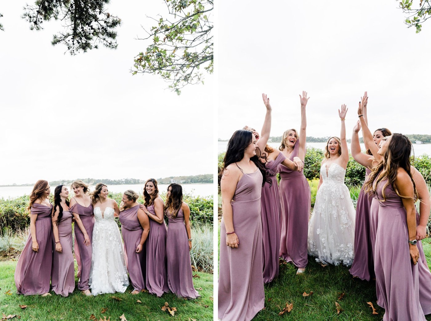 Bridal party portraits at a backyard wedding in Long Island, NY