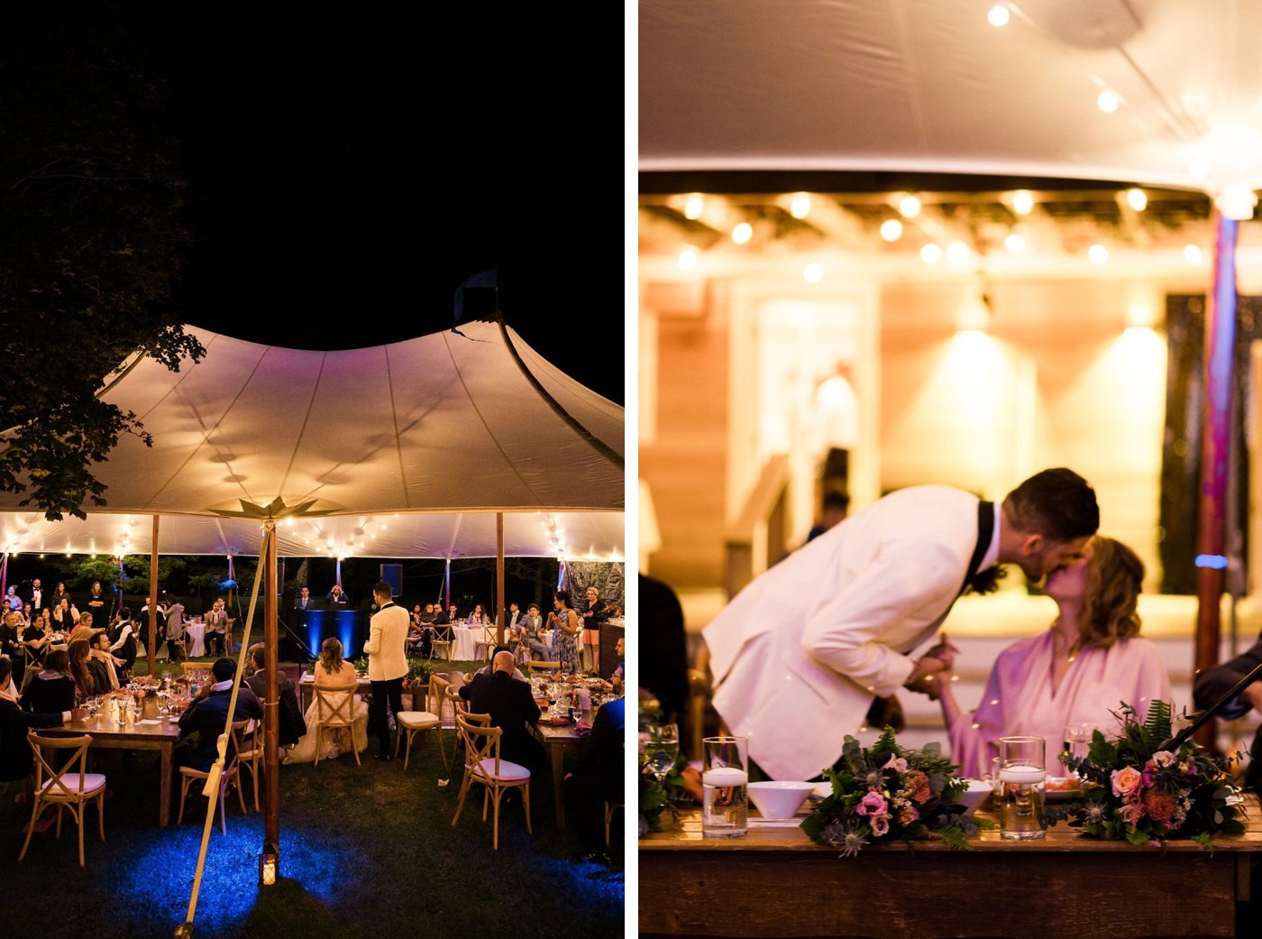 Tented backyard wedding reception in Long Island, NY