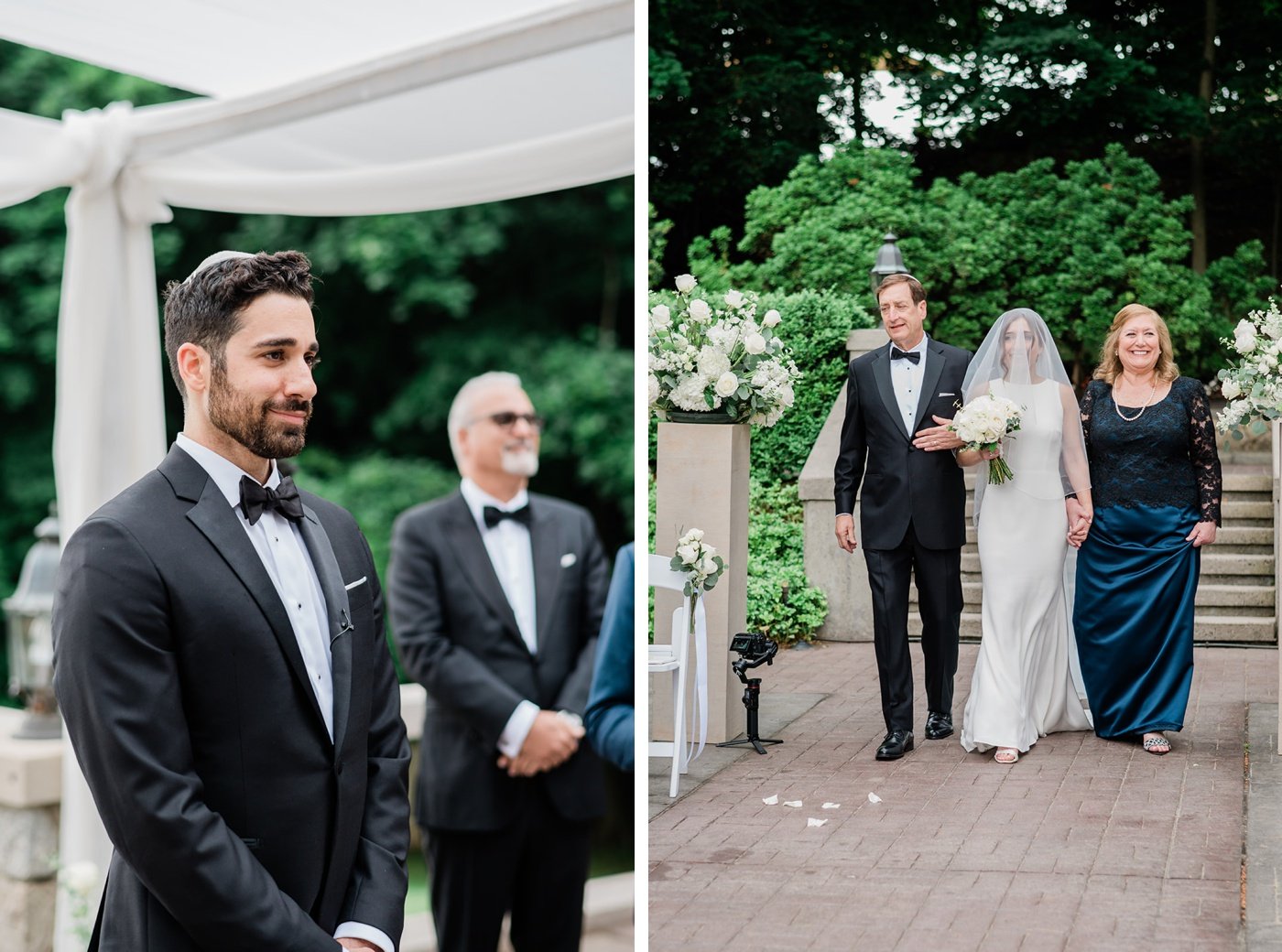 Wedding ceremony on the terrace at Tappan Hill Mansion