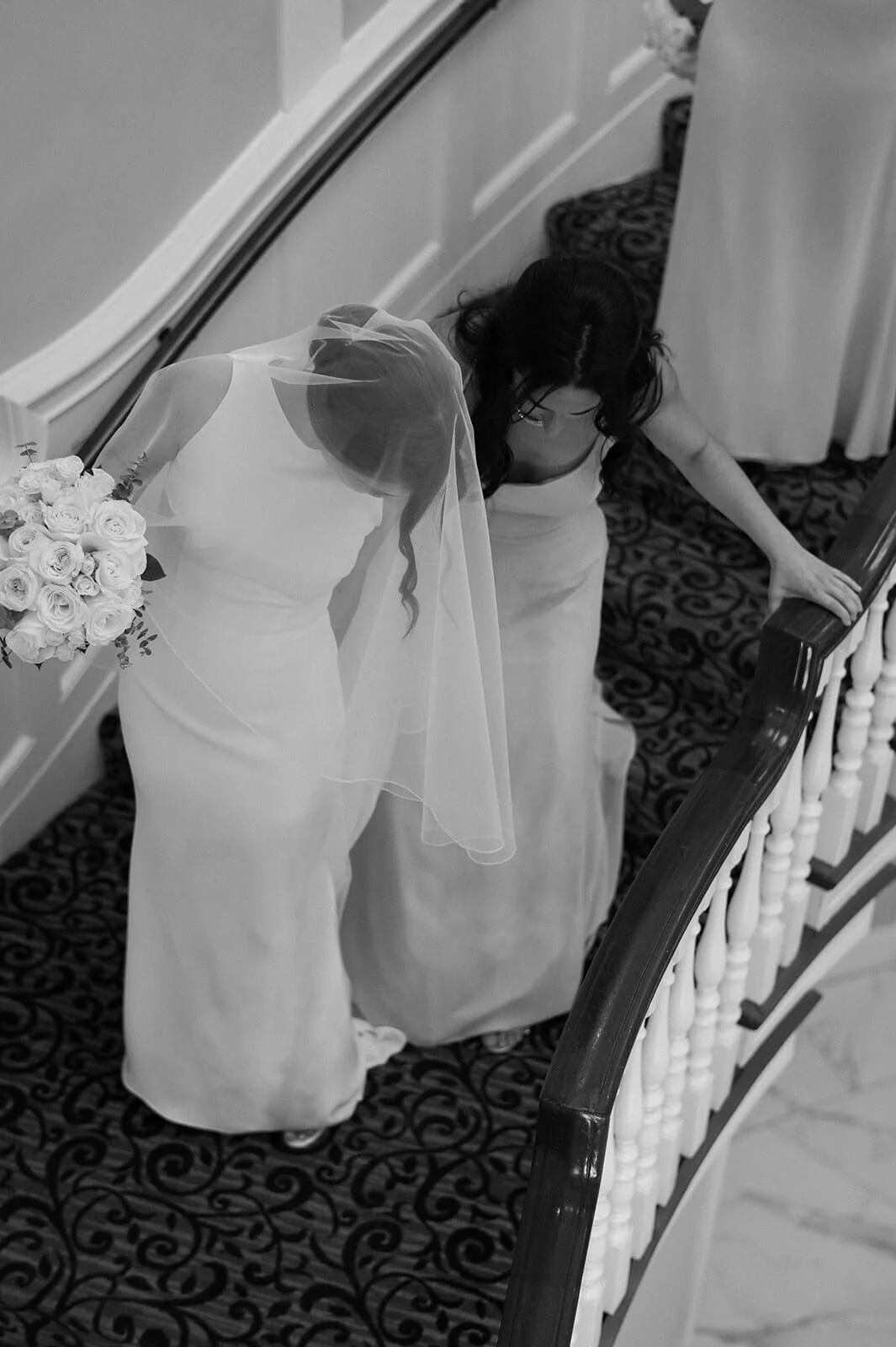 Bride walking down the stairs