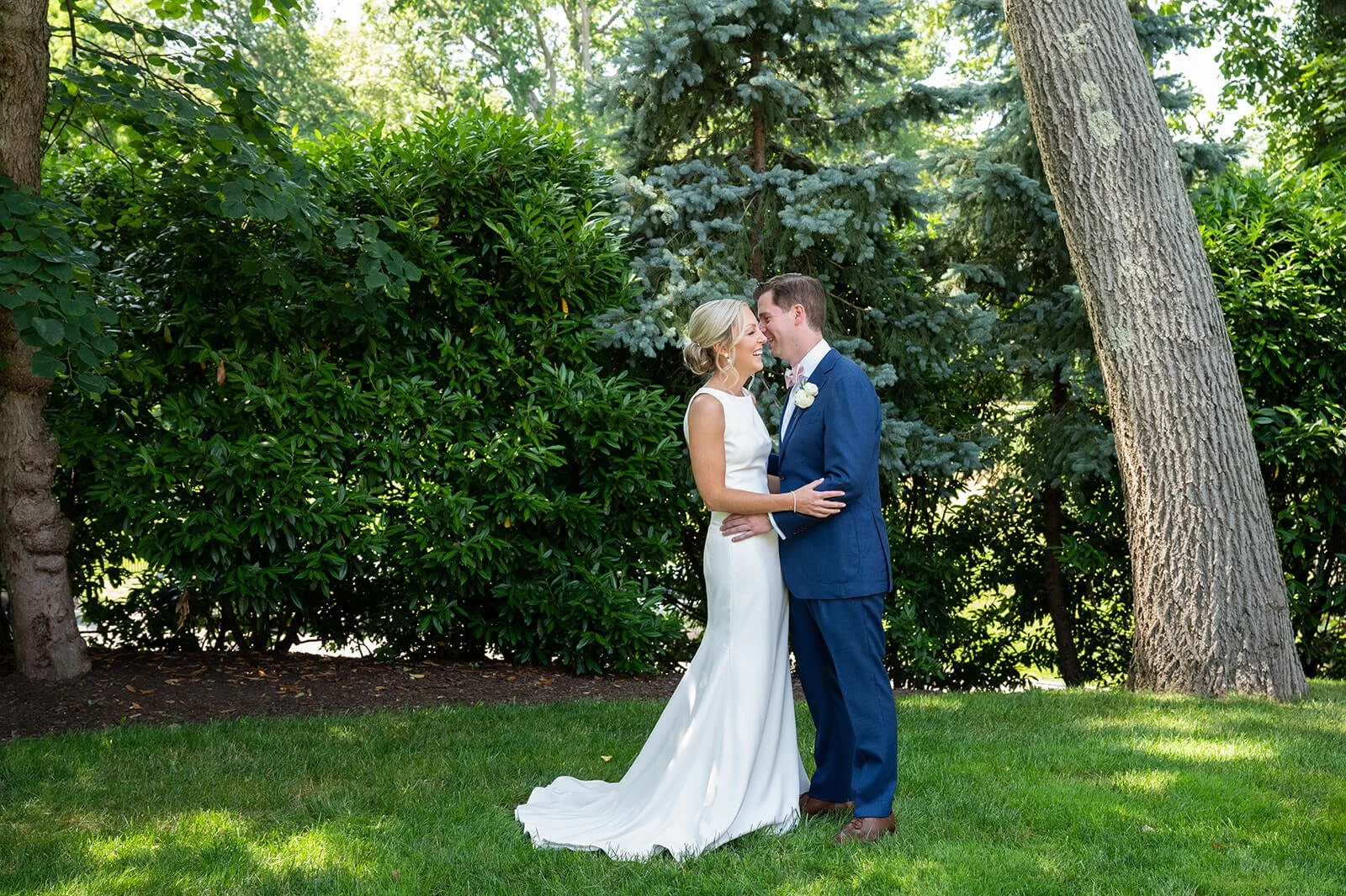 Bridal portraits at a backyard wedding in New York