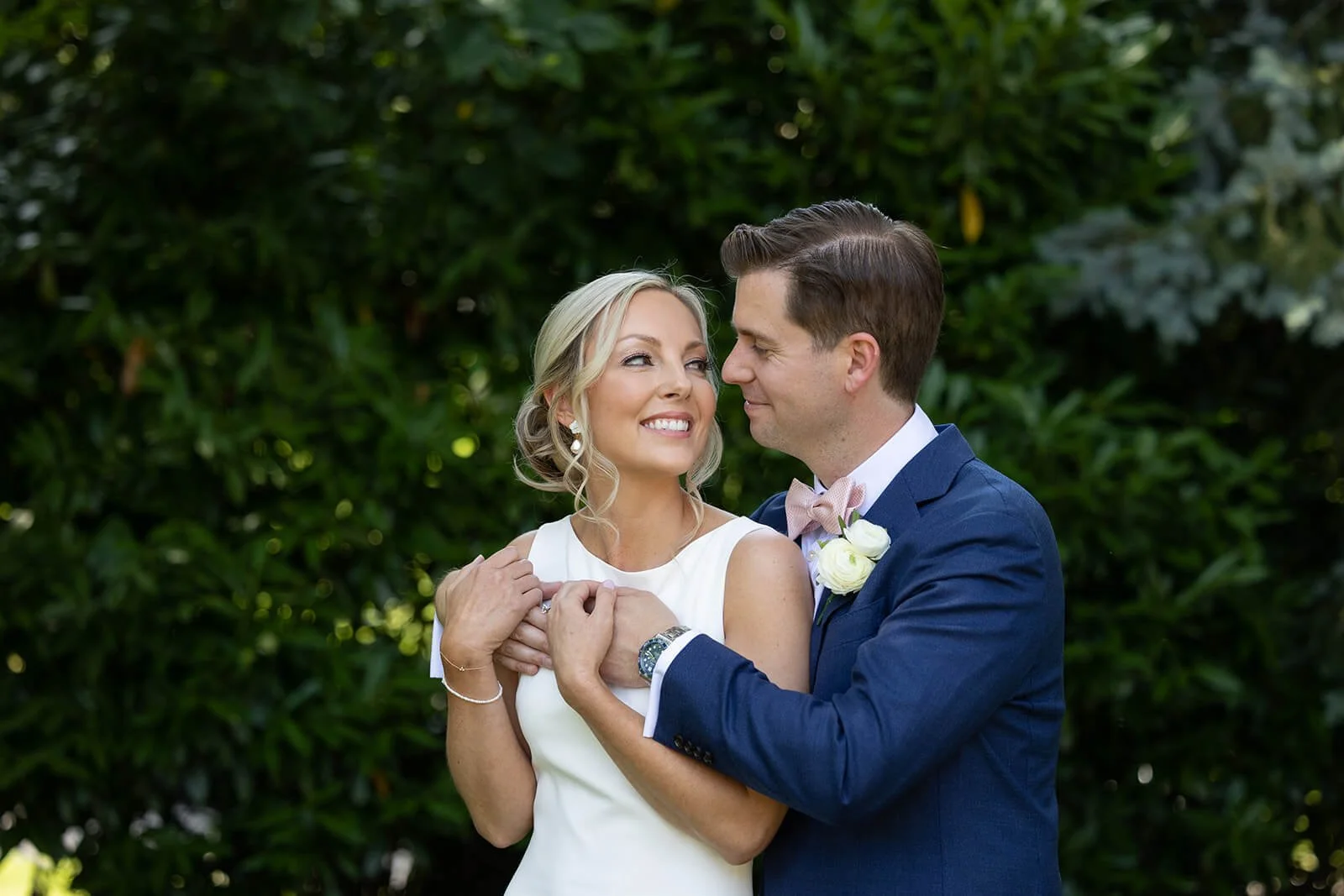 Couples wedding day portraits at a private residence on Long Island, overlooking Huntington Bay.