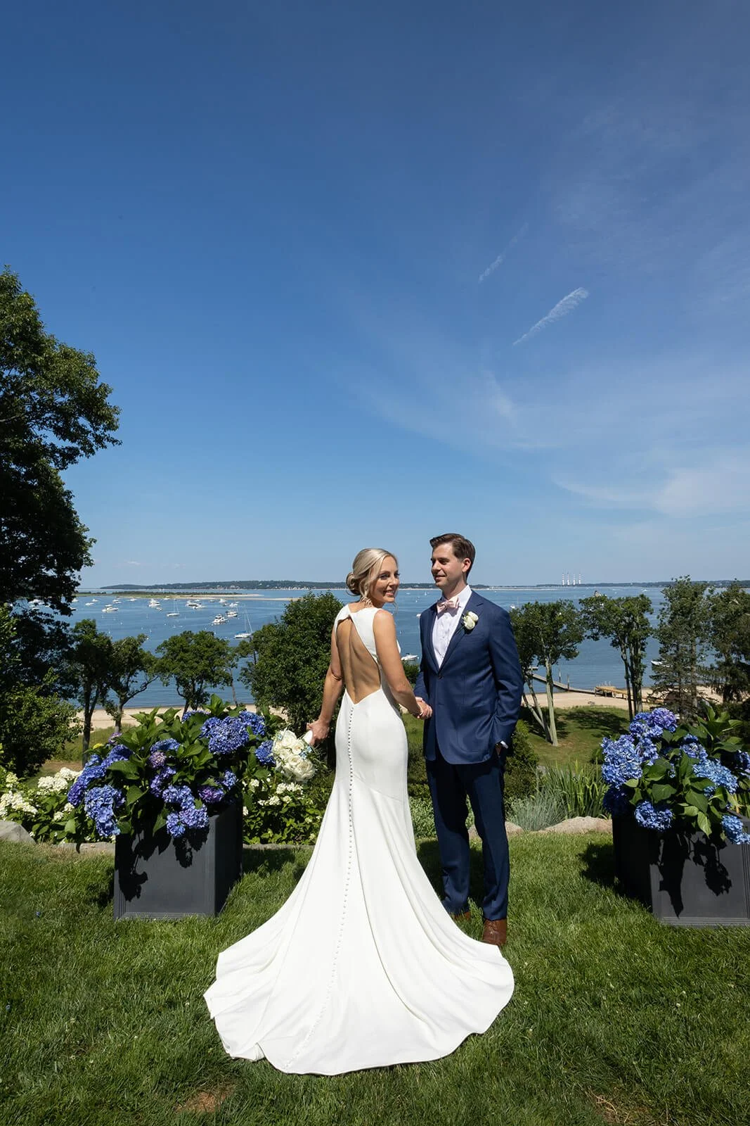 Bridal portraits at a backyard wedding in New York