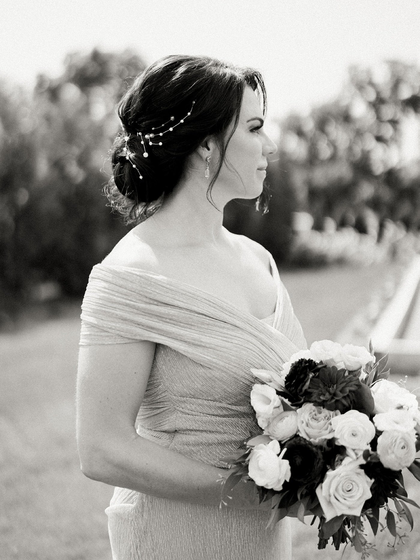 Black and white bridal portraits