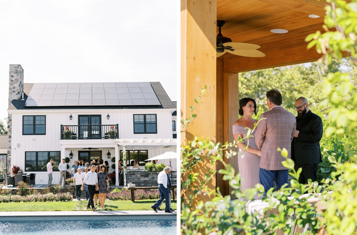 Summer backyard wedding ceremony in Blue Point 