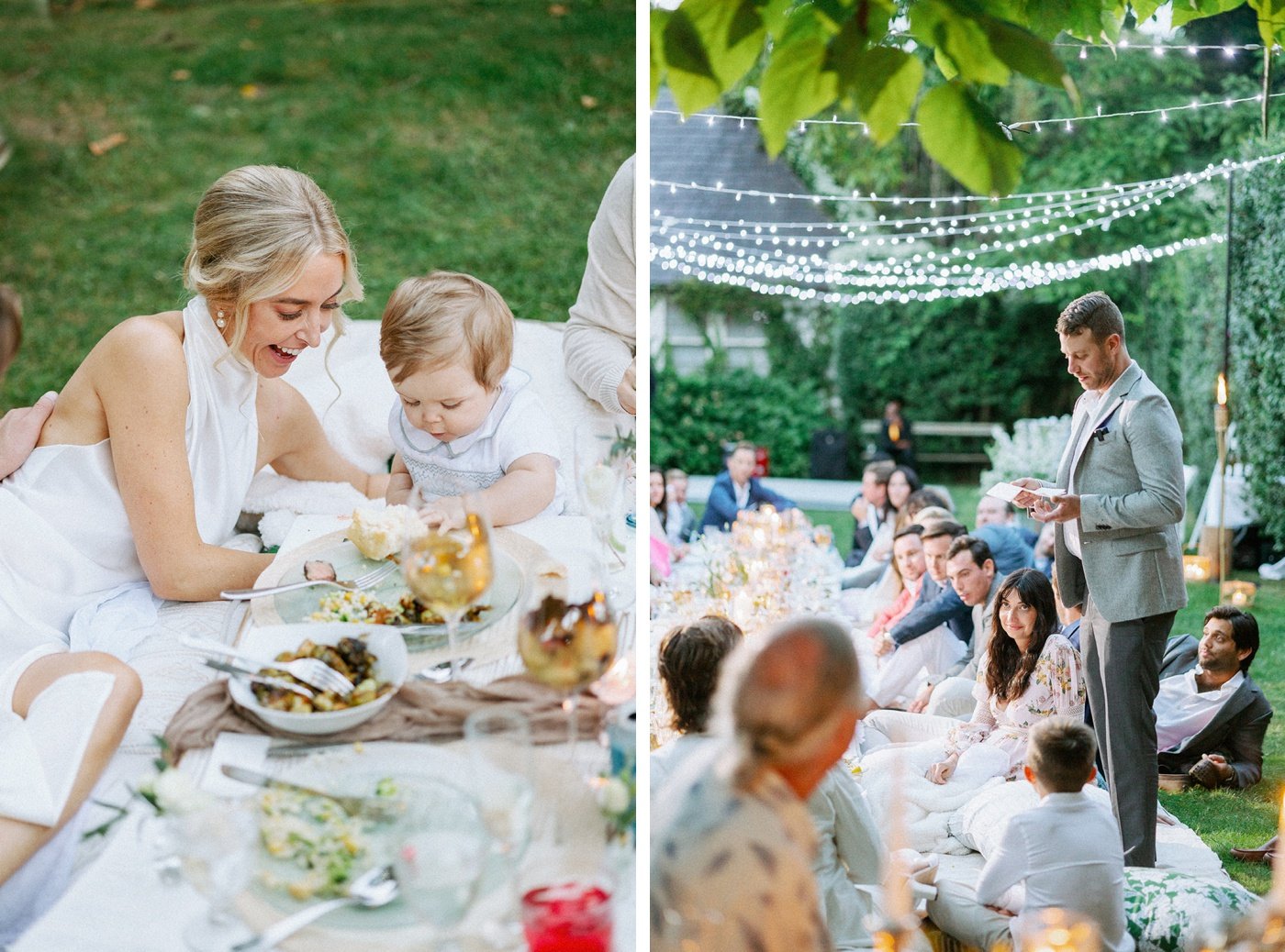 Backyard wedding reception in Montauk
