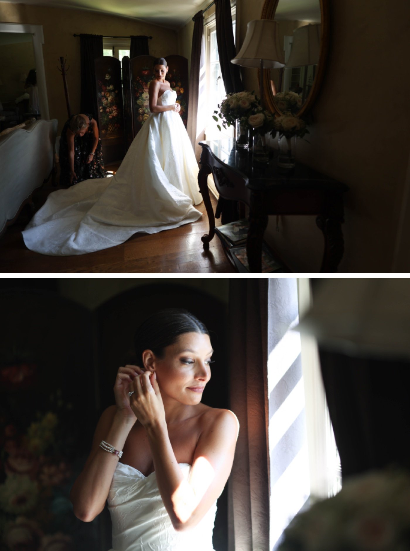 Bride getting ready for her wedding at Chelsea Mansion