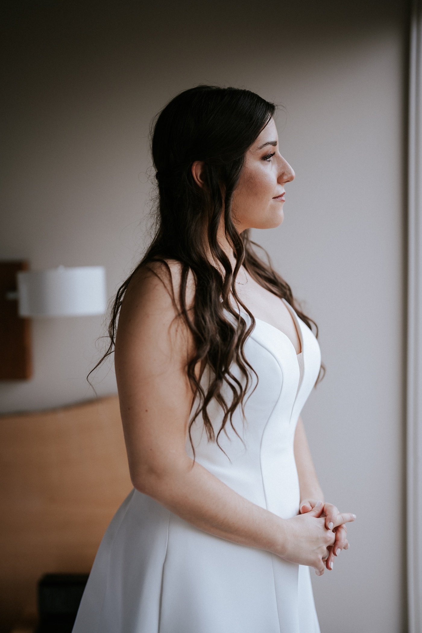 Bride getting ready for her wedding at The Roundhouse