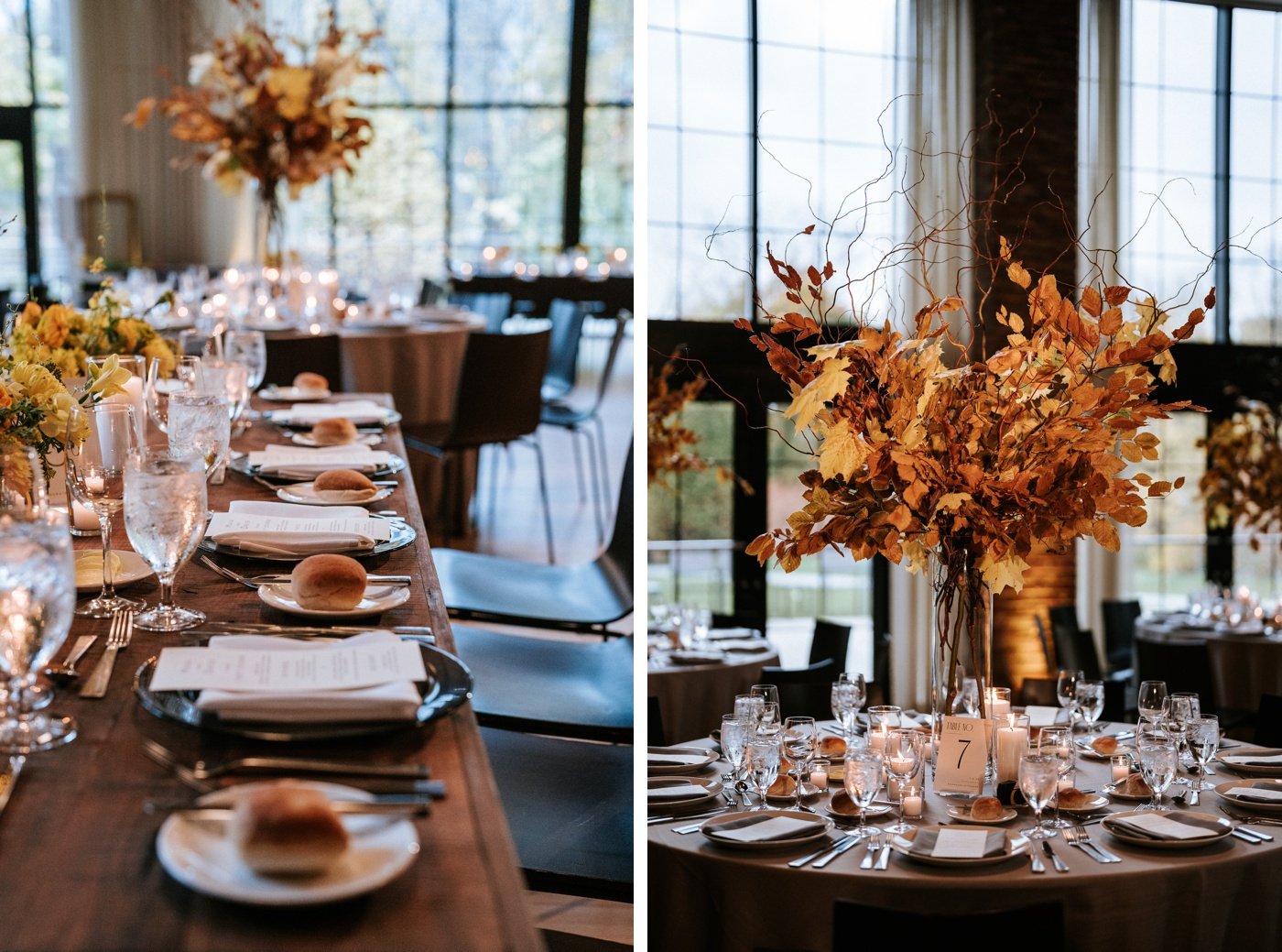 A centerpiece with fall leaves and branches by Athabold