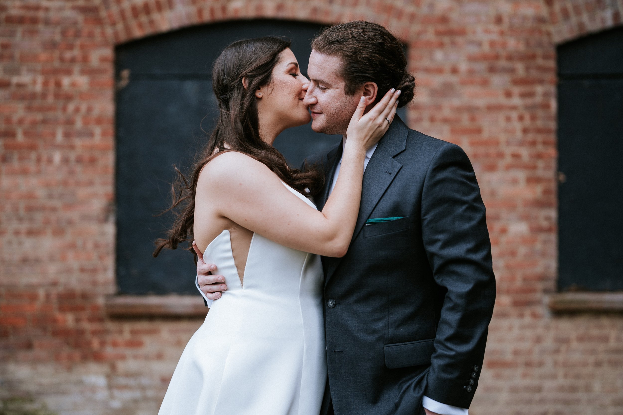 Bride and groom portraits in downtown Beacon, New York