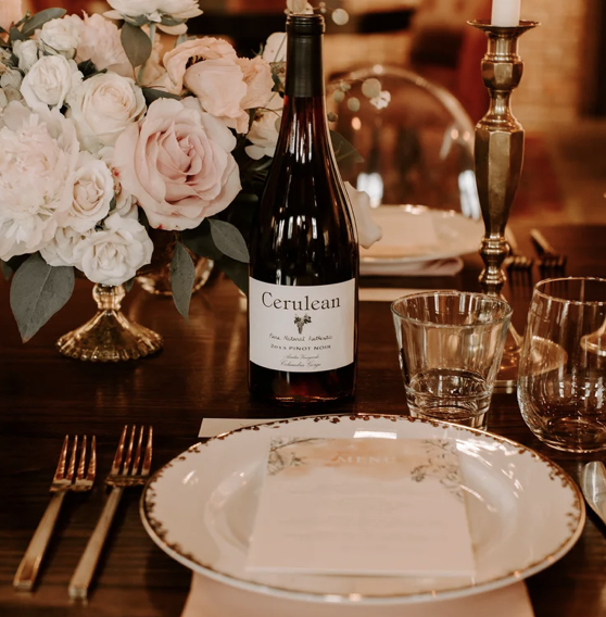 close up of table settings for winter weddings in New York 