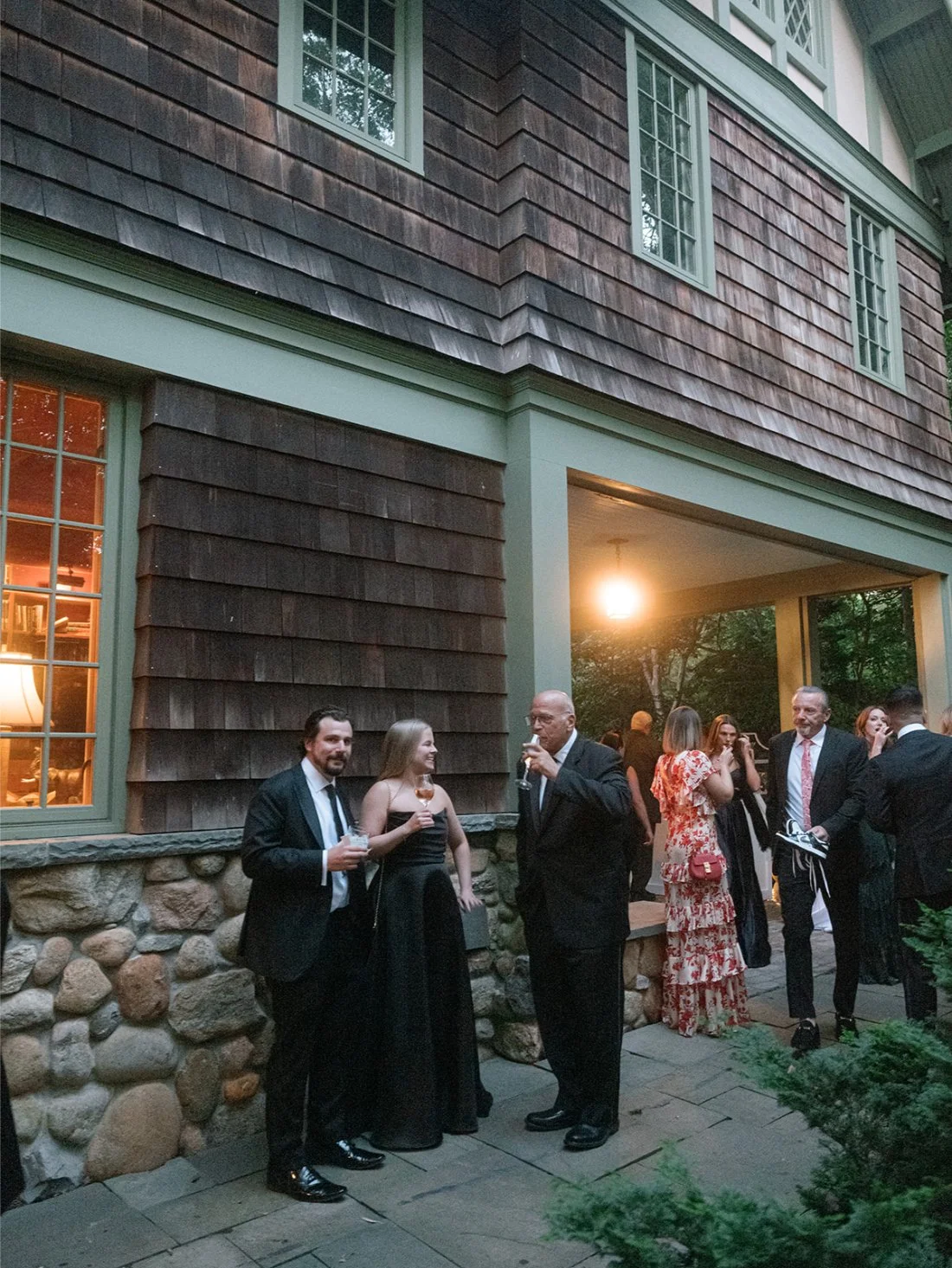 guests mingling outside of wedding in New York