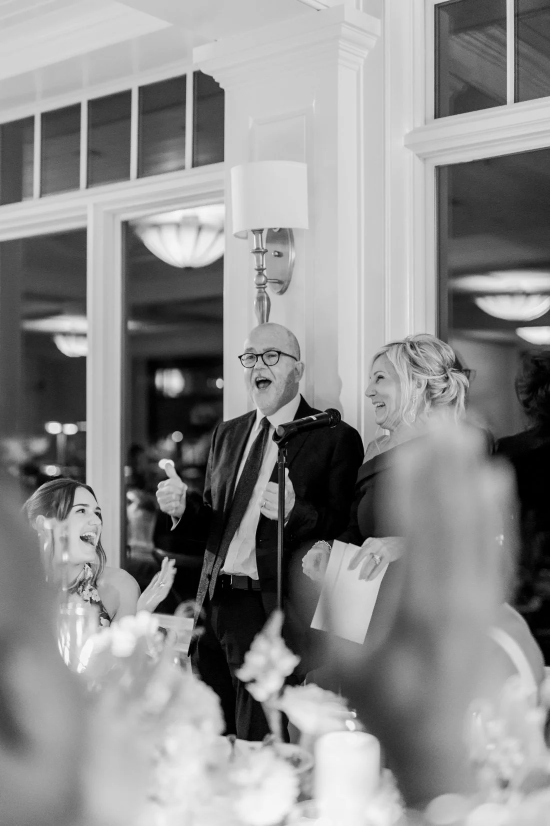 Emotional parent speech during candlelit reception at Peconic Bay Yacht Club