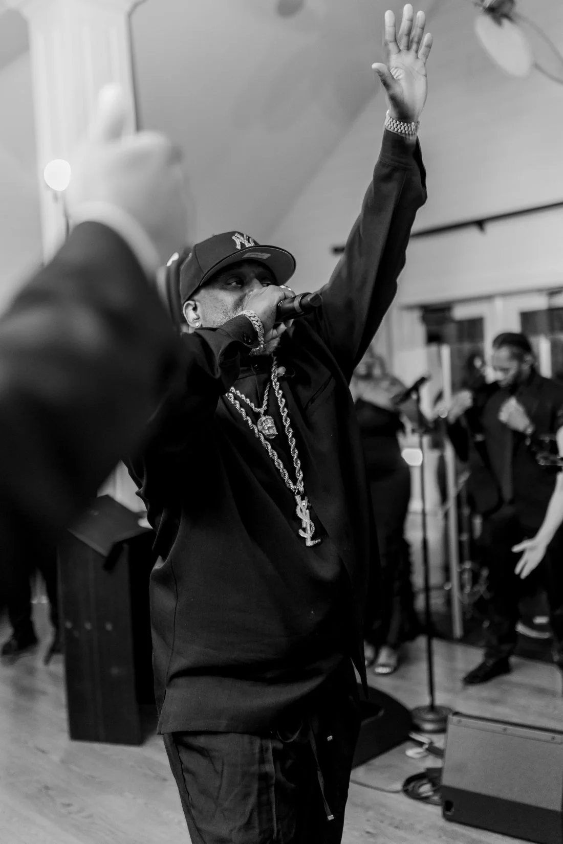 Live band performing on the dance floor at Peconic Bay Yacht Club wedding