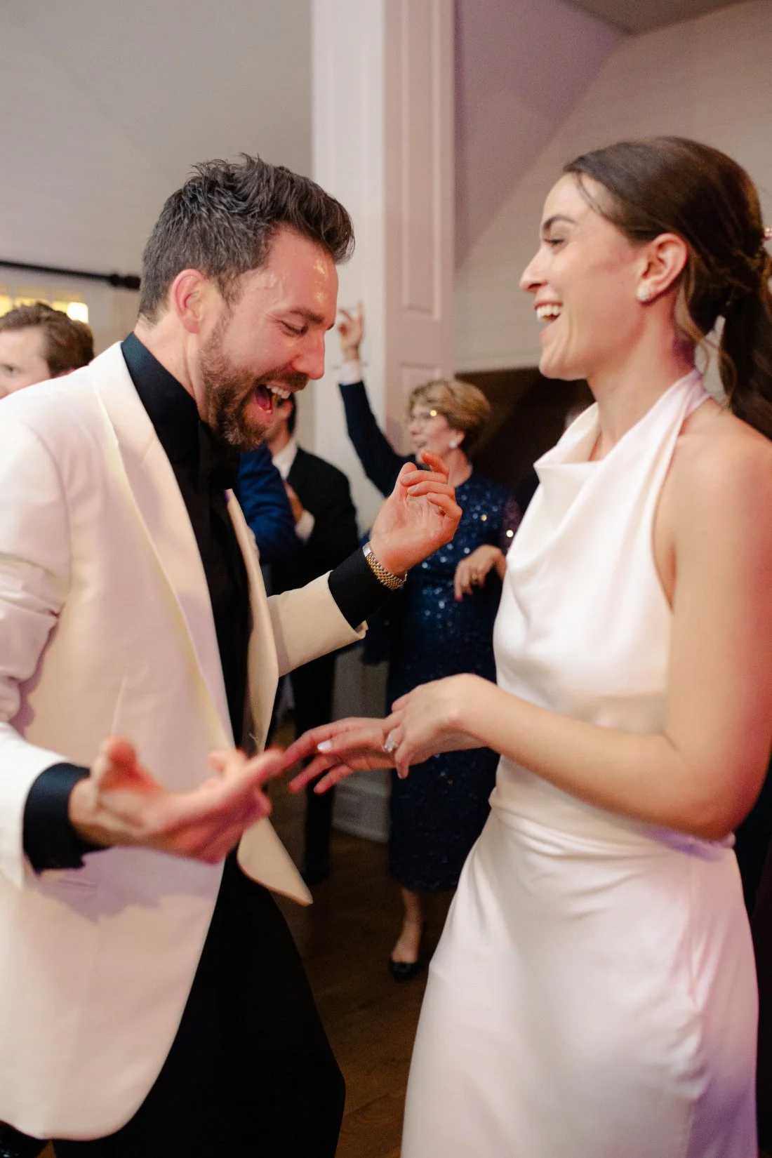 Bride and groom dancing together on the dance floor at Peconic Bay Yacht Club