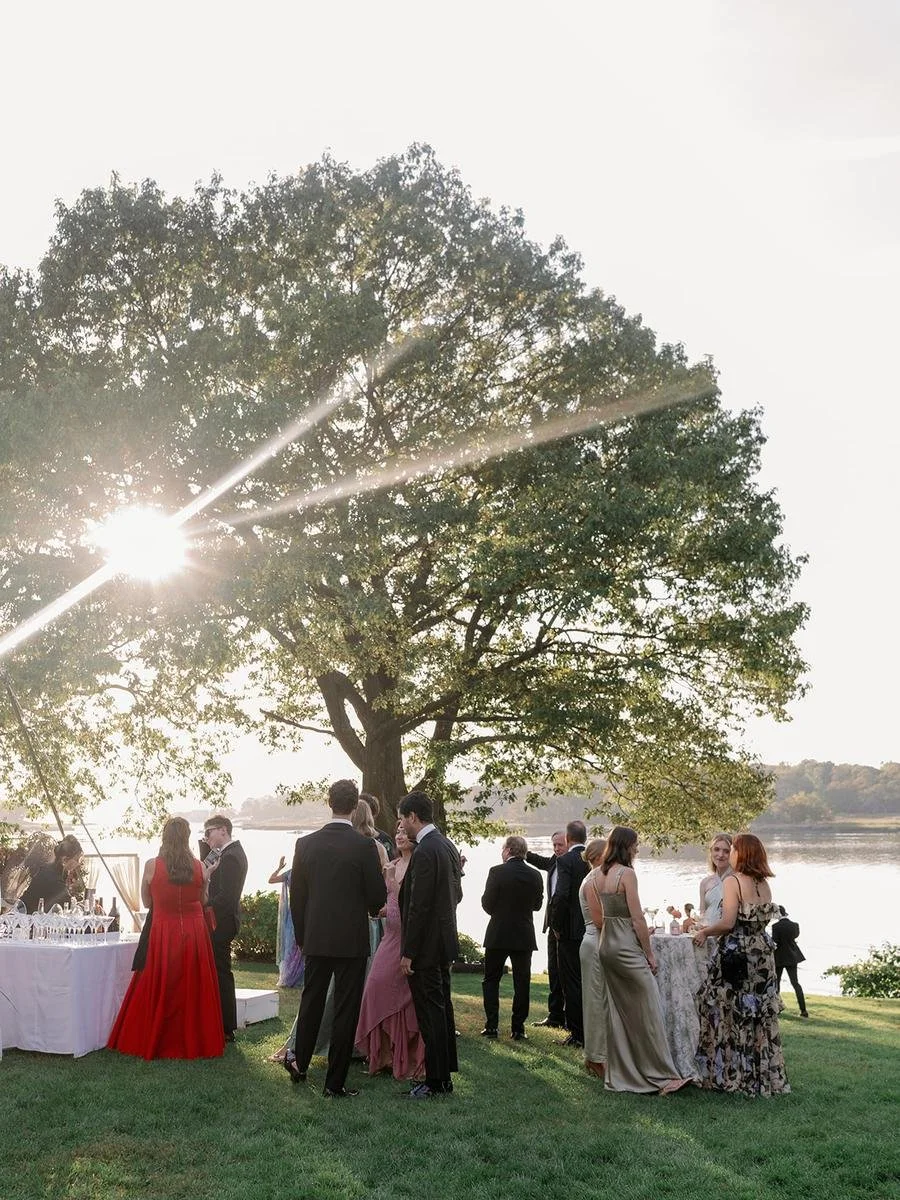 guests on the grass after the ceremony