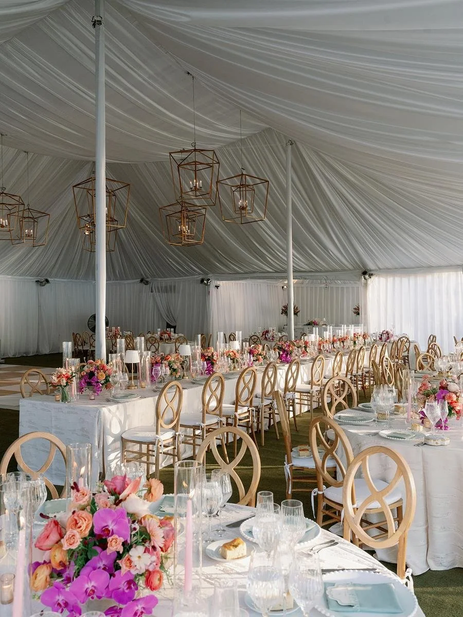 reception space under a tent wainwright wedding