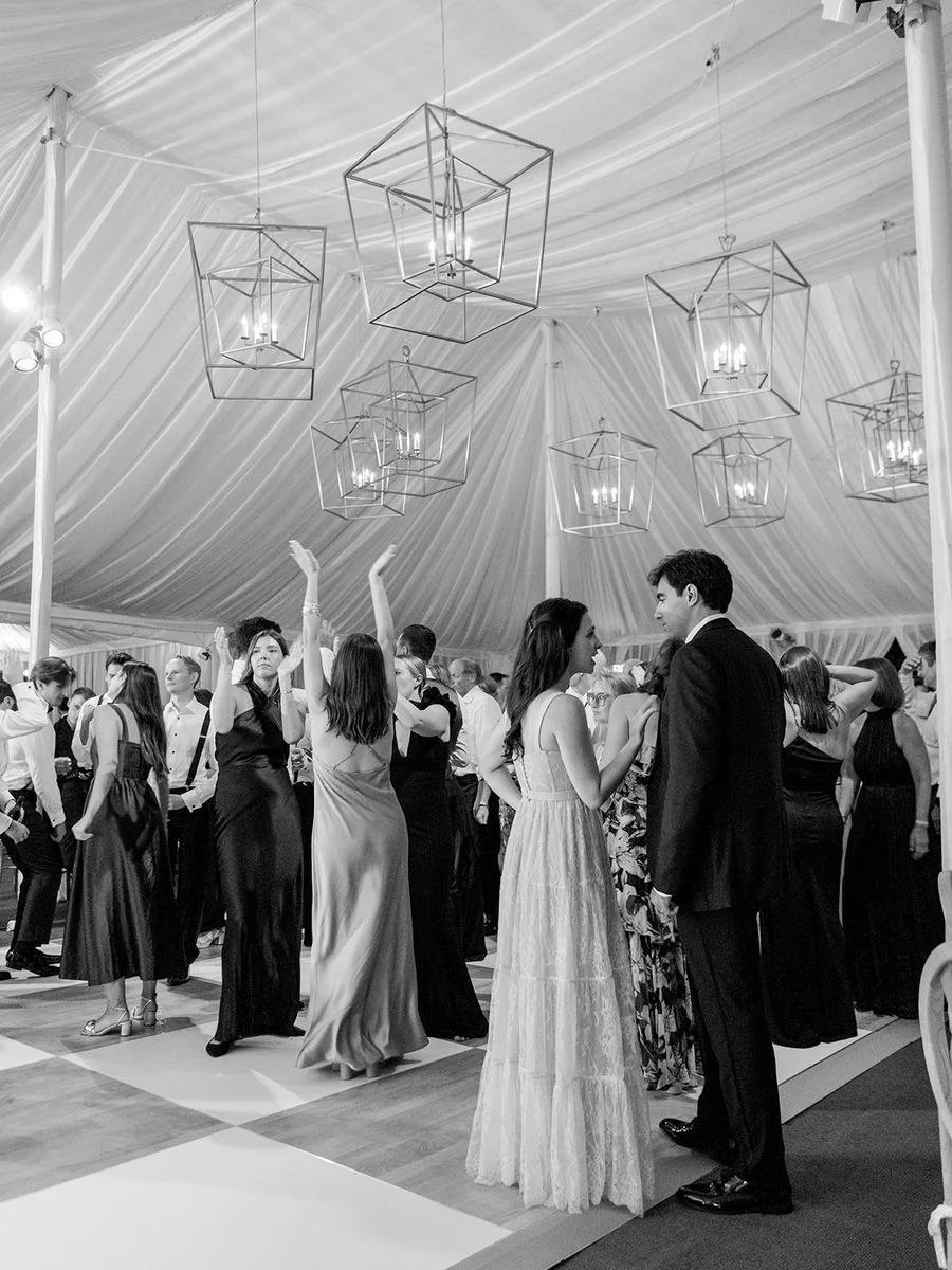 guests dancing on the dance floor at wainwright house wedding 