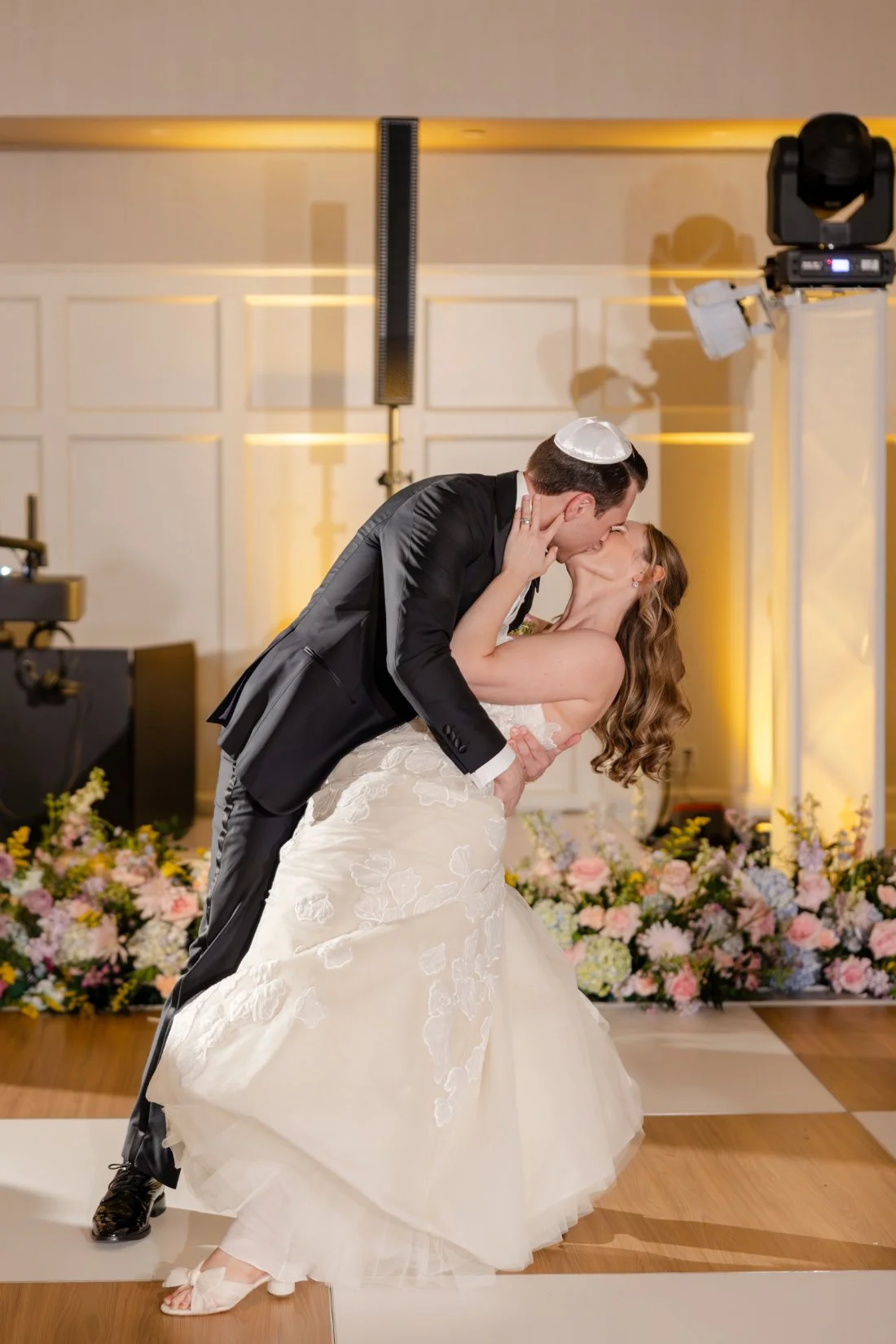 Bride and groom enjoying the dance floor at their Quaker Ridge Golf Club wedding.