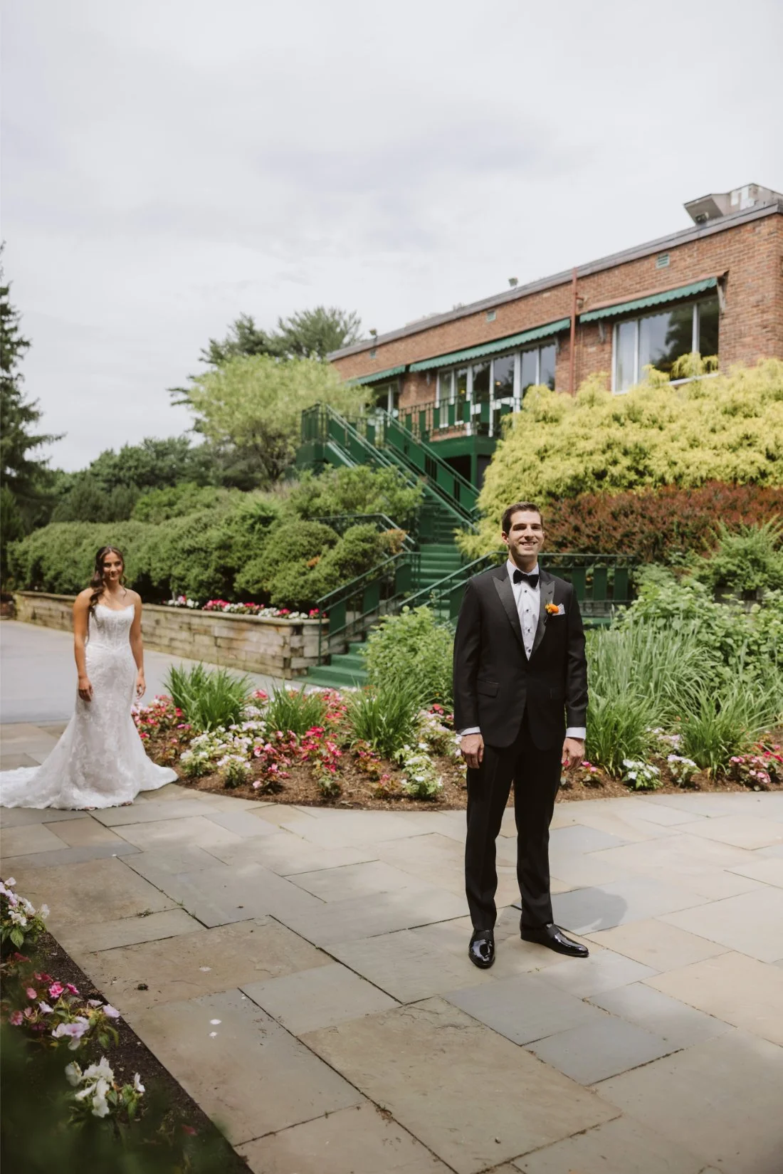 groom getting ready to meet his bride for first looks