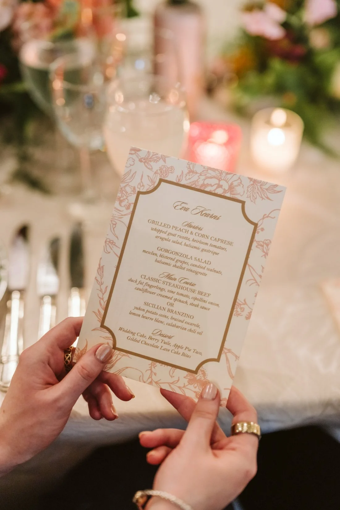 wedding menu at New York wedding.