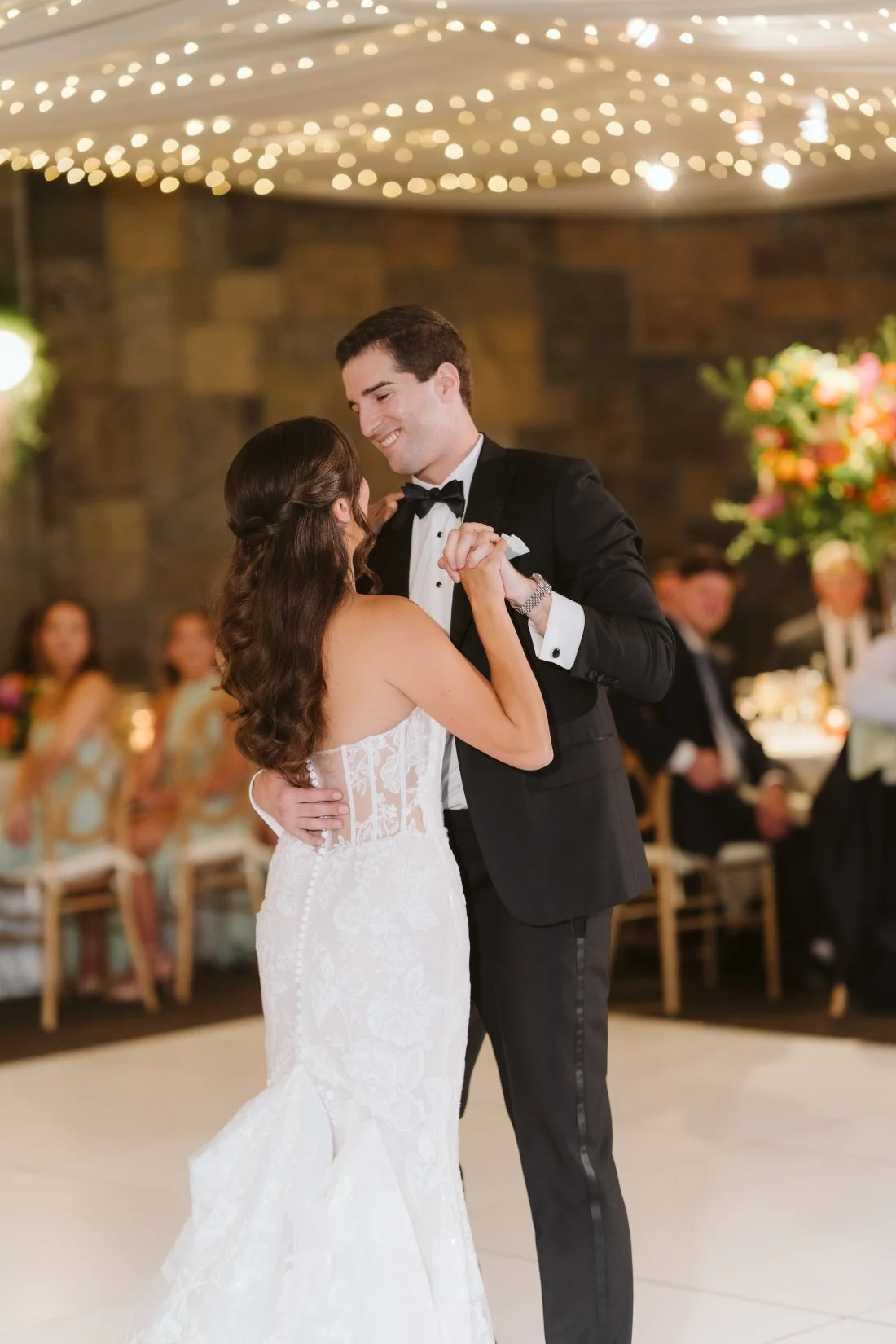 bride and groom having their first dance at their New York wedding.