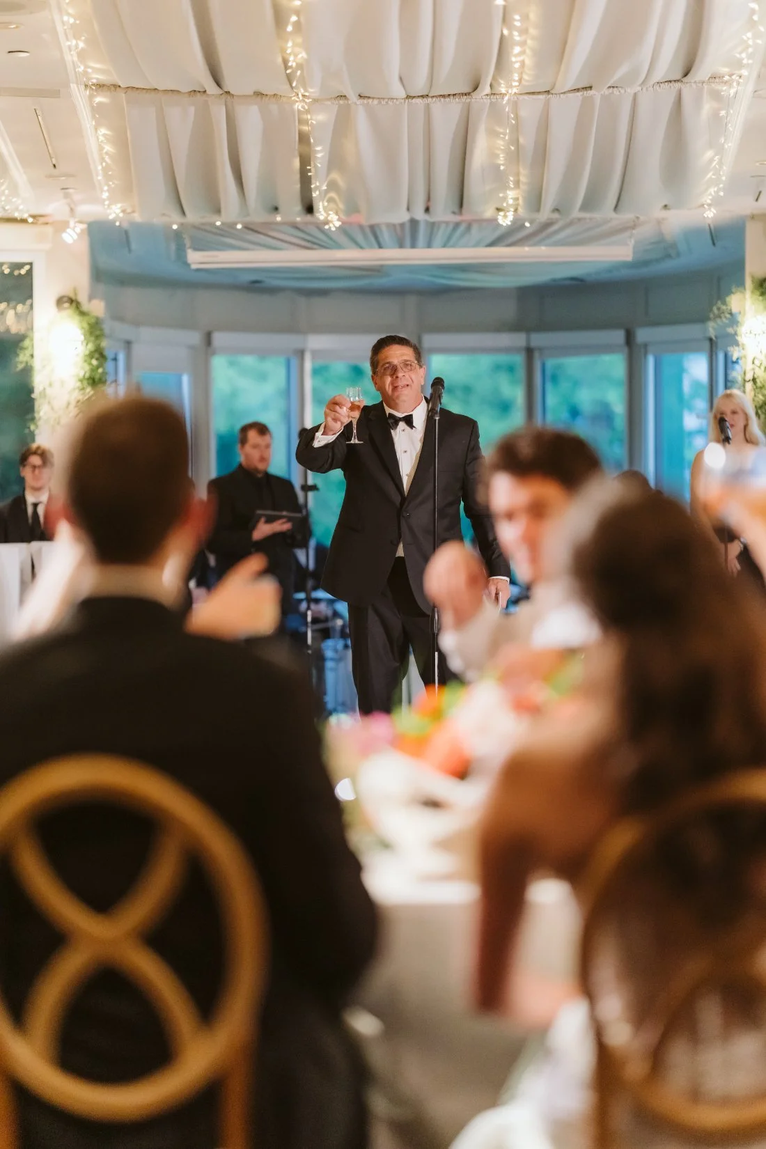 cheers to the bride and groom - speeches at Tarrytown wedding