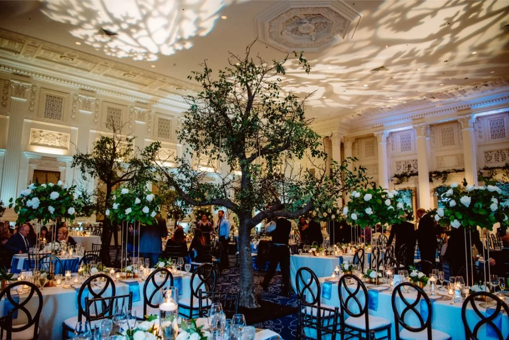 beautiful reception set up at new work wedding