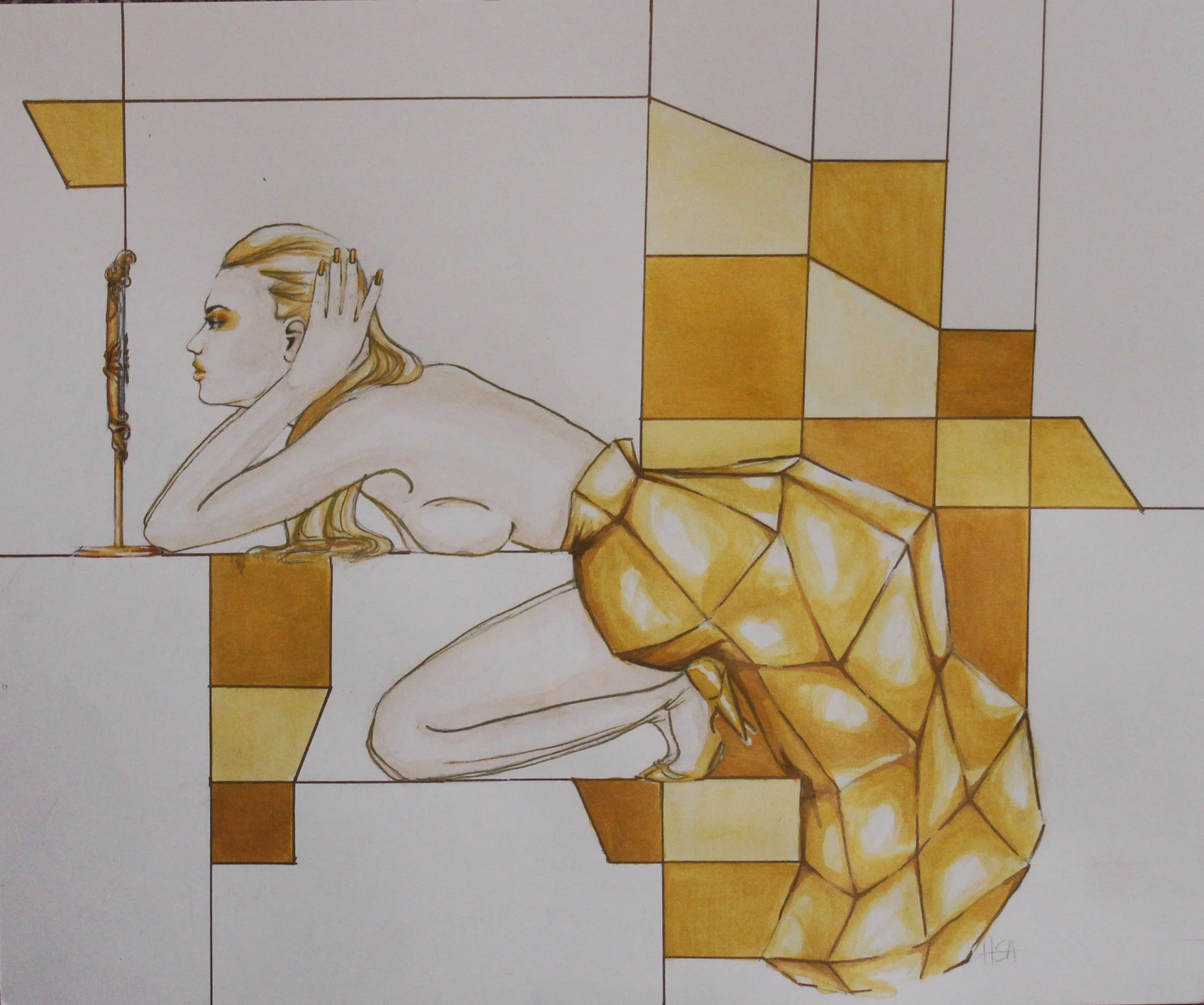 2-1 Senior Collection Illustration _Vicis Vanitas I_ Watercolor_Graphite_Gold Ink on Bristol 11_13.jpg
