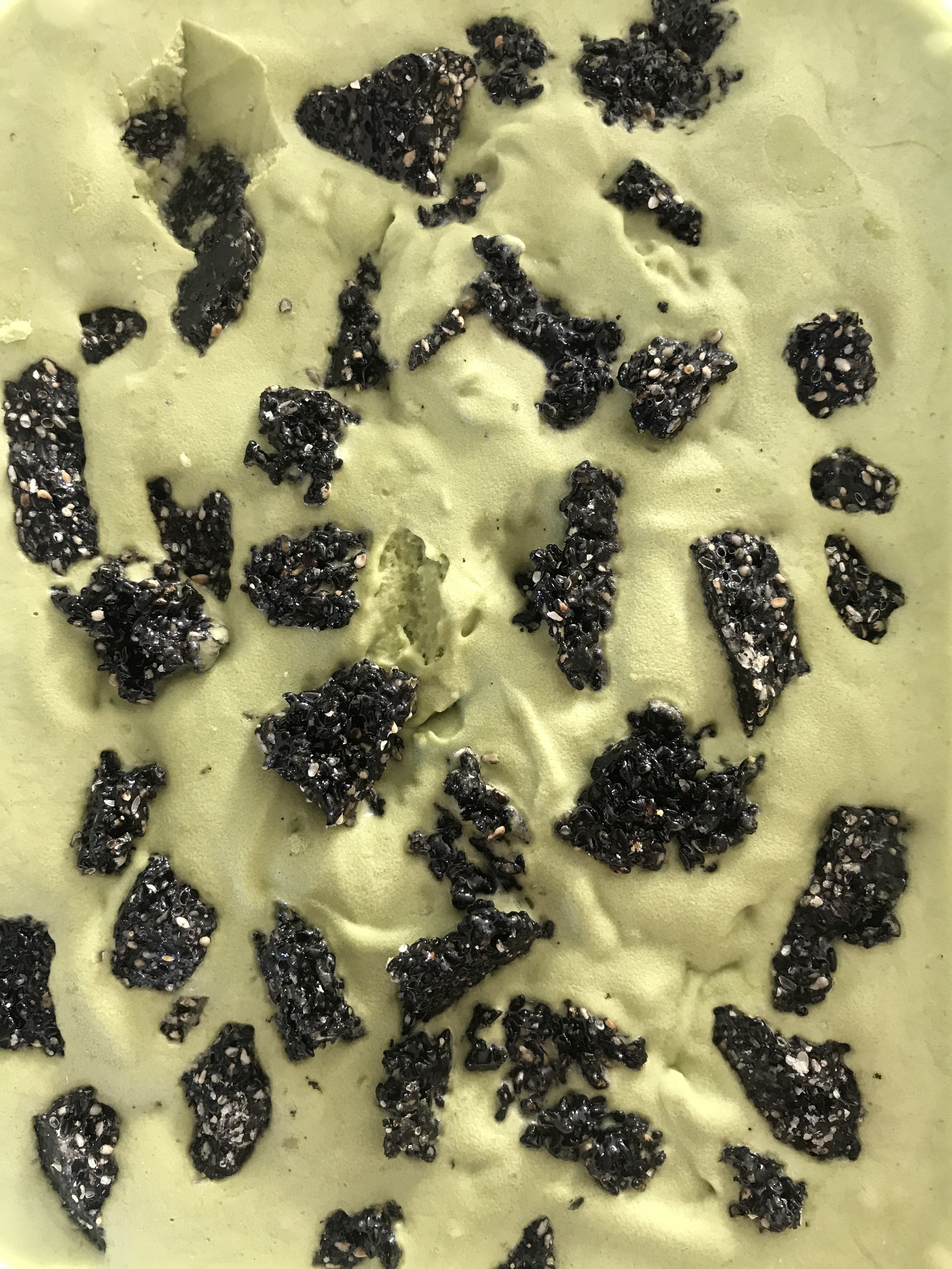 I'm not vegan but this non-dairy coconut matcha ice cream with black sesame brittle is the best thing I've made all summer.