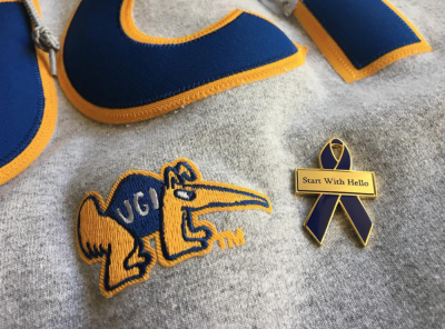 Blue Awareness Ribbon Pin for Start With Hello
