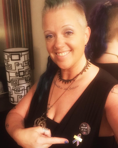 Blue and Purple Awareness Ribbon Pin for Cult Awareness