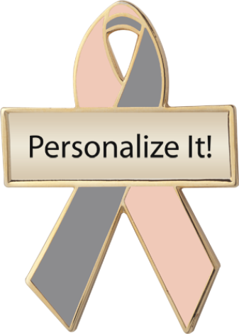 peach and gray custom awareness ribbons, custom awareness ribbons