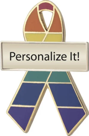 rainbow custom awareness ribbons, custom awareness ribbons