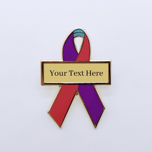 Purple, Teal and Magenta Personalized Awareness Ribbons | Lapel Pins