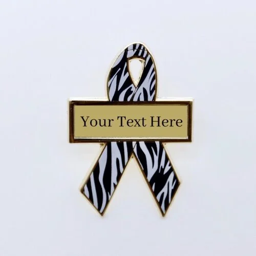 Zebra Awareness Ribbons Lapel Pins Personalized Cause