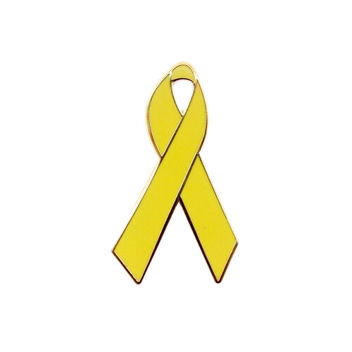 PinMart Yellow Awareness Ribbon Enamel Lapel Pin 
