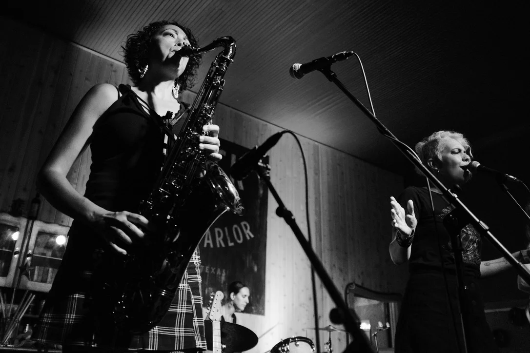 Tara Rix on sax at Black Sparrow