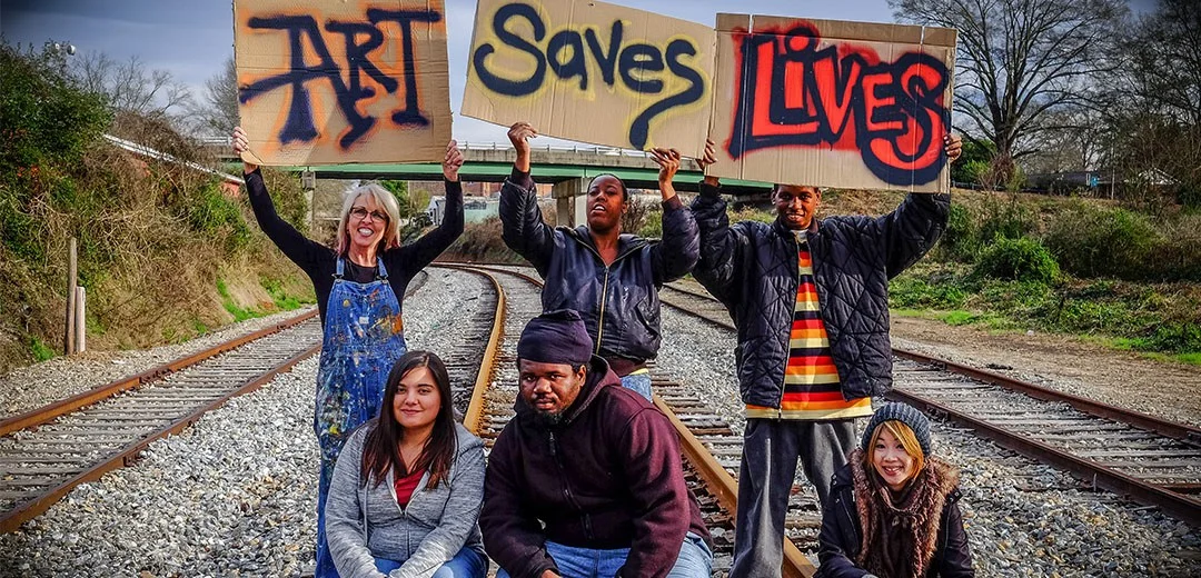 Members of Backstreet Community Arts, including gallery43 artist Kimberly Ramey (far left).