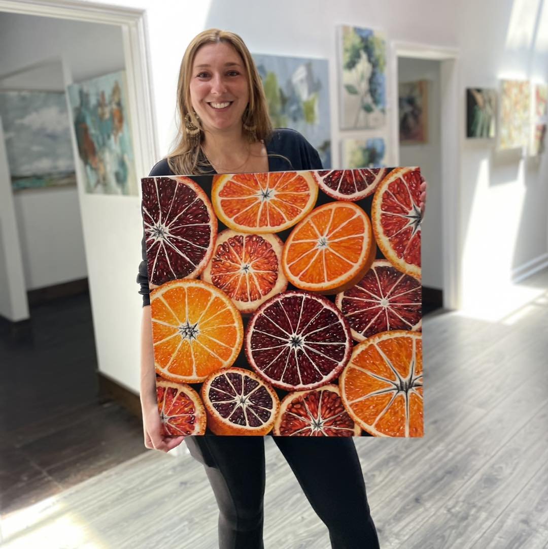 It&rsquo;s always a good day when we receive new works from resident artist Angela Faustina!🍊