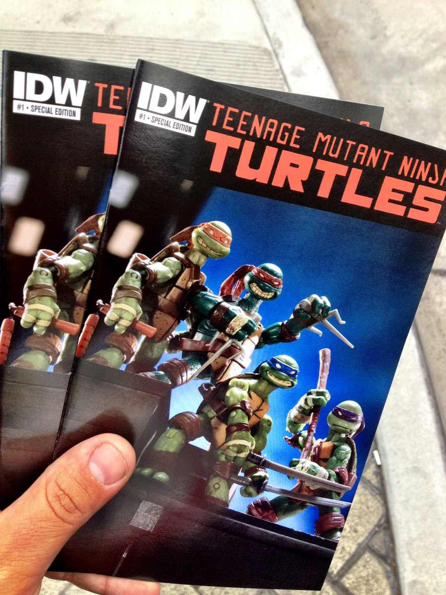Showered with turtles comics on the street while minding my own business? That's the dream!