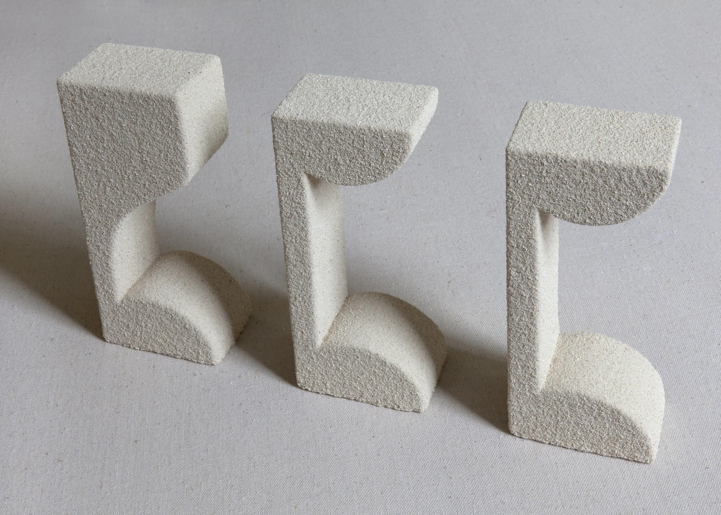 Elizabeth Atterbury Em Oh Em , 2017 Beach Sand and Basswood 8 1/2 x 3 1/2 x 2 1/4 inches (each)