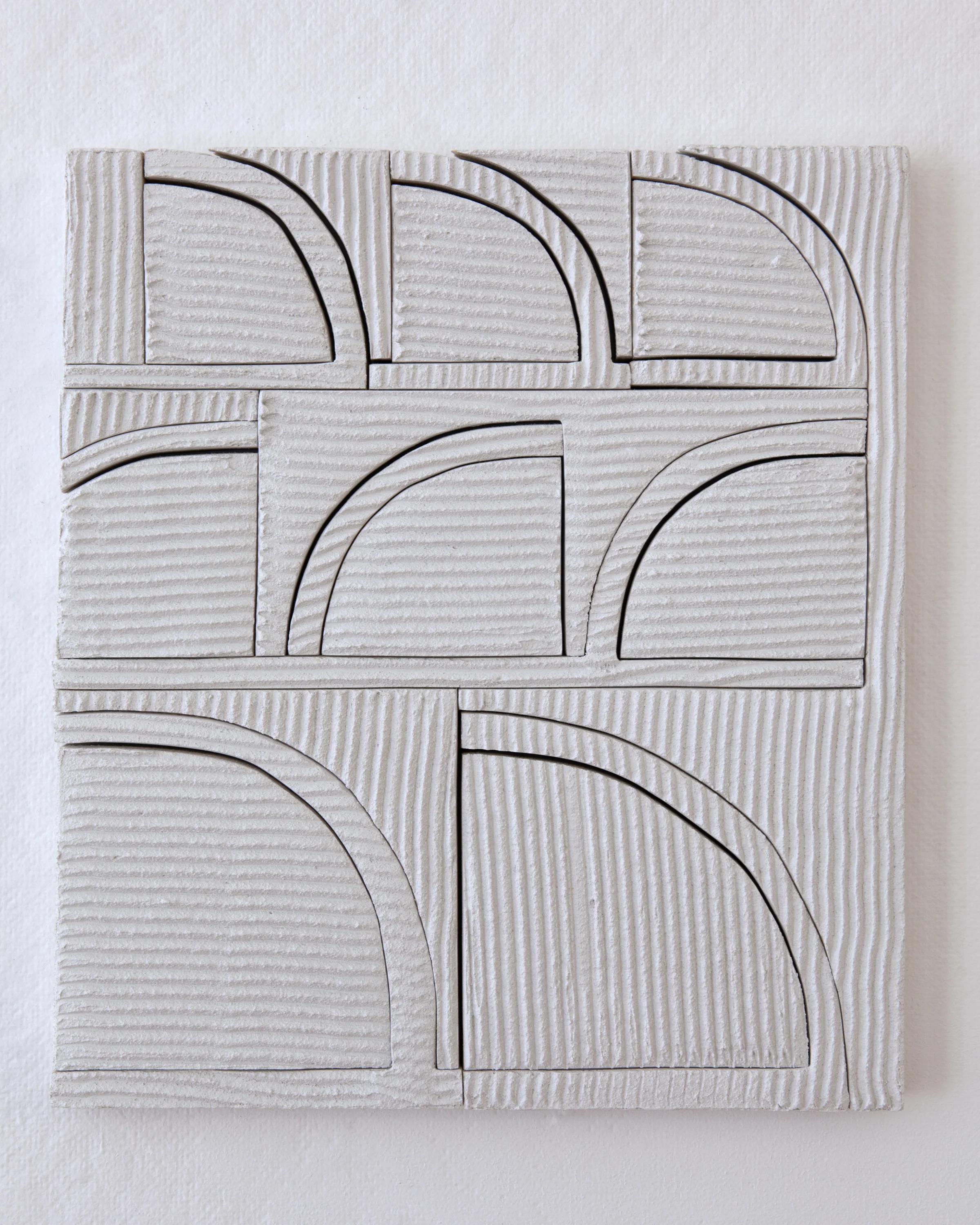 Elizabeth Atterbury Waving , 2017 Mortar and Plywood 12 x 10 1/2 x 3/4 inches