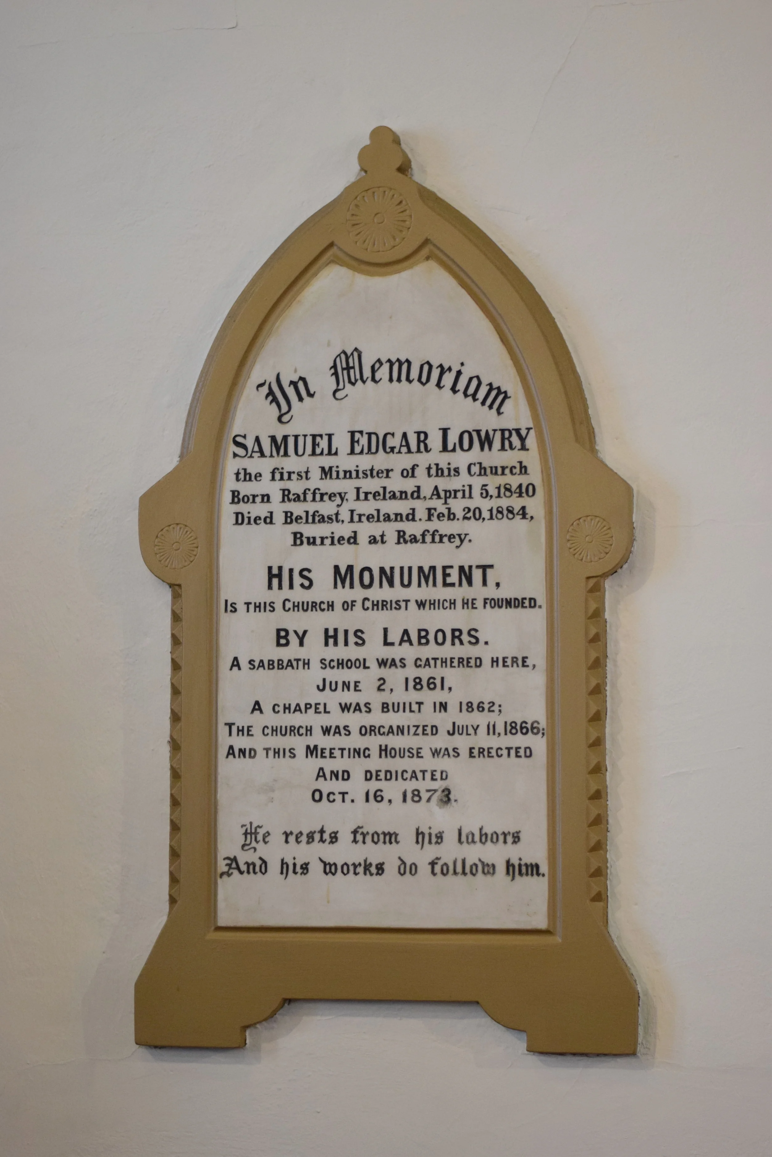 Memorial Plaque in Sanctuary
