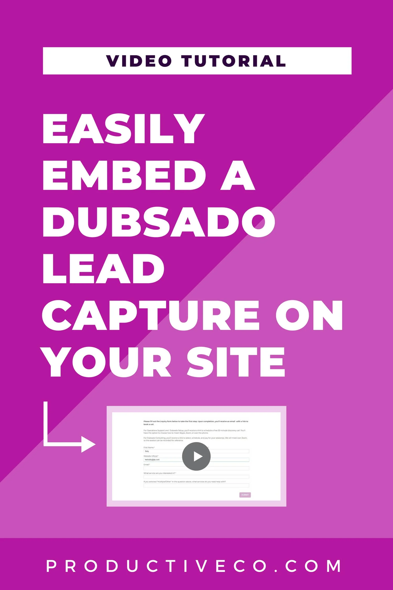 Dubsado lead captures give you two ways to share them: embed on your site or share a link to Dubsado's site. I show you how to embed a lead capture on your site here.