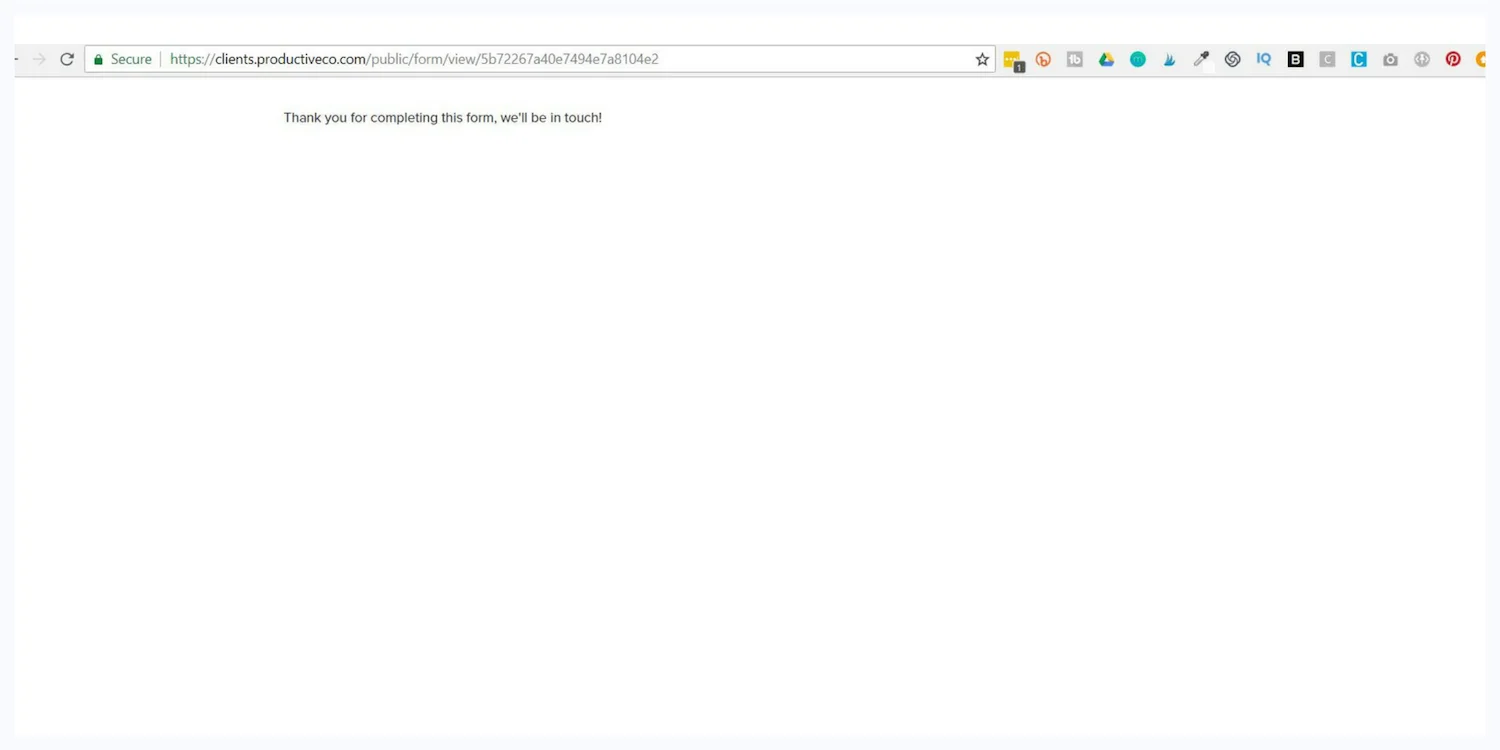 Default lead capture redirect in Dubsado.
