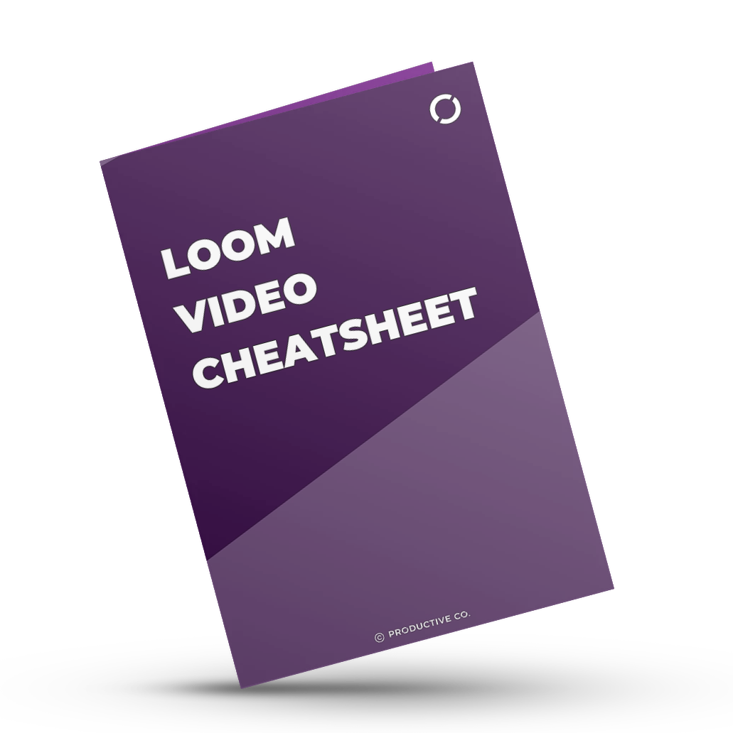 Loom video recorder cheatsheet that shows you how to record videos for free with keyboard shortcuts, a pre-recording checklist, and post-recording checklist.