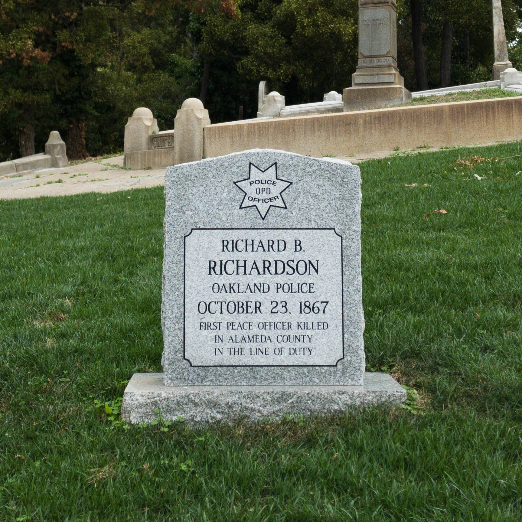 Mountain View cemetery, in honor of Richardson and in preparation for the Dedication, worked to resod the area surrounding Richardson's marker